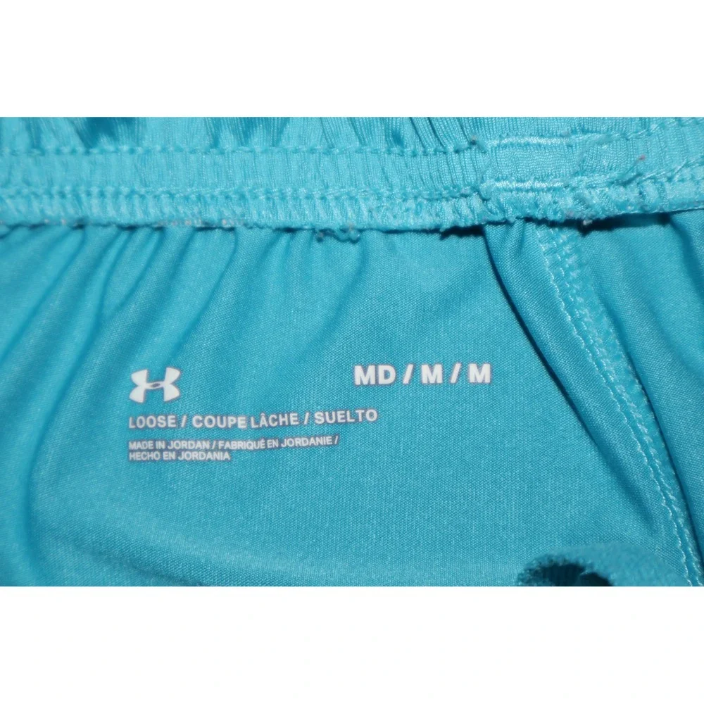 Under Armour Athletic Shorts Mens Medium Teal Blue Loose Fit 9